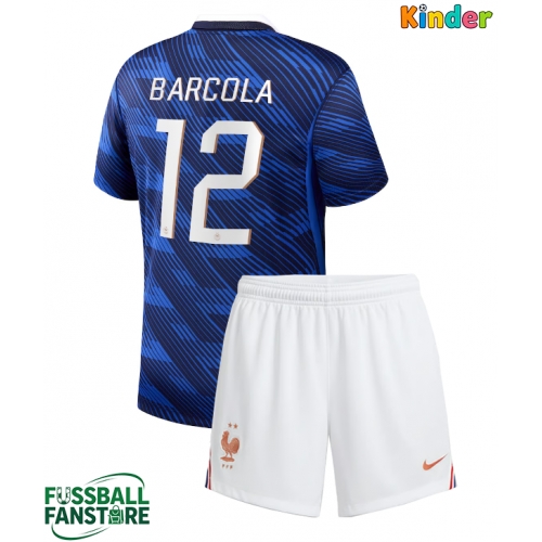 Frankreich Bradley Barcola #12 Replik Heimtrikot Kinder WM 2026 Kurzarm (+ Kurze Hosen)